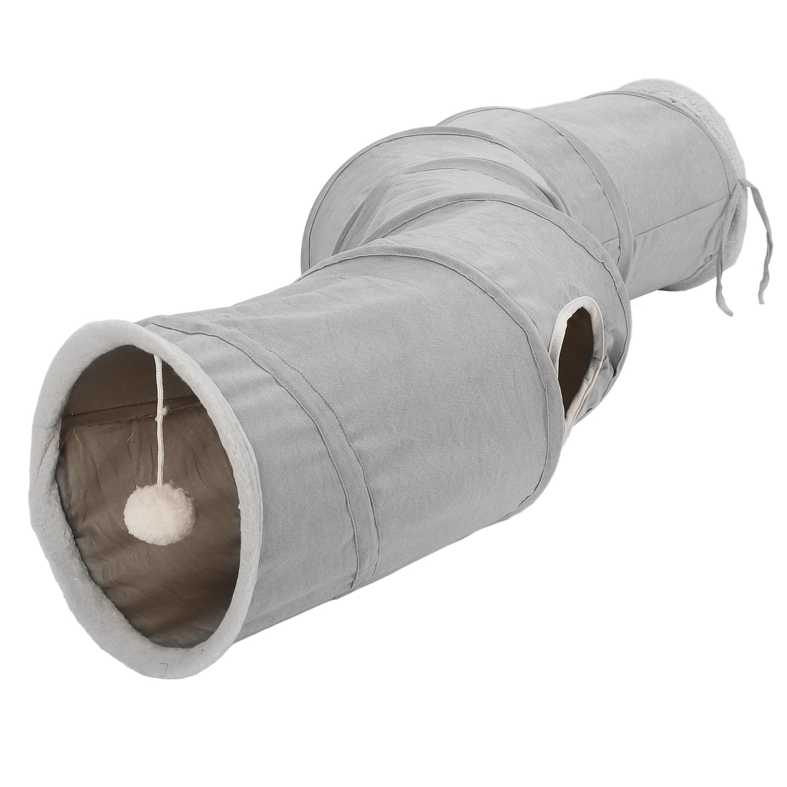 BIMZUC Foldable S-Shaped Cat Tunnel Play Tube Toy with Hanging Ball for Rabbits, Kittens, Puppies (11.4 in / 29 cm)