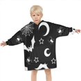 thumbnail image 3 of Black Halloween Bat Spider Pattern Blanket Hoodies for Kids 6-13YR Oversize Wearable Blanket Hoodies for Boys Girls Teens, 3 of 7