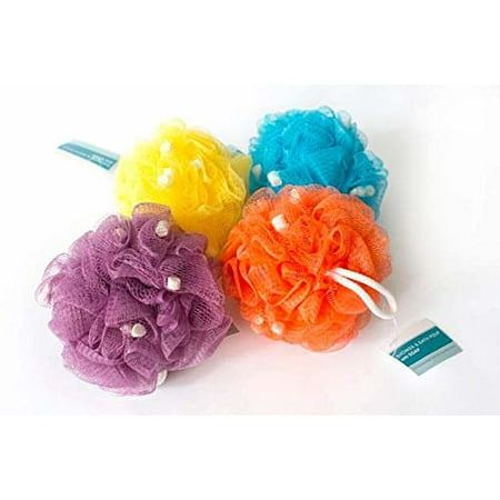 Bath Sponge - (Pack of 4) Bradford Bath Pouf with Specialty Soap Beads