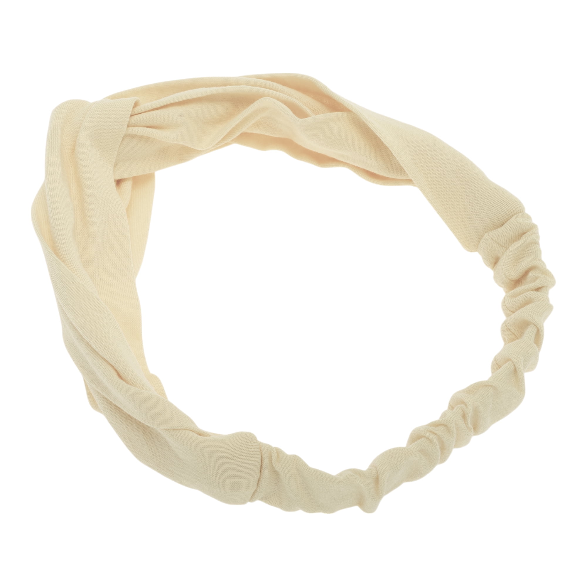 Unique Bargains Stylish Simple Solid Elastic Cross Headwrap Apricot