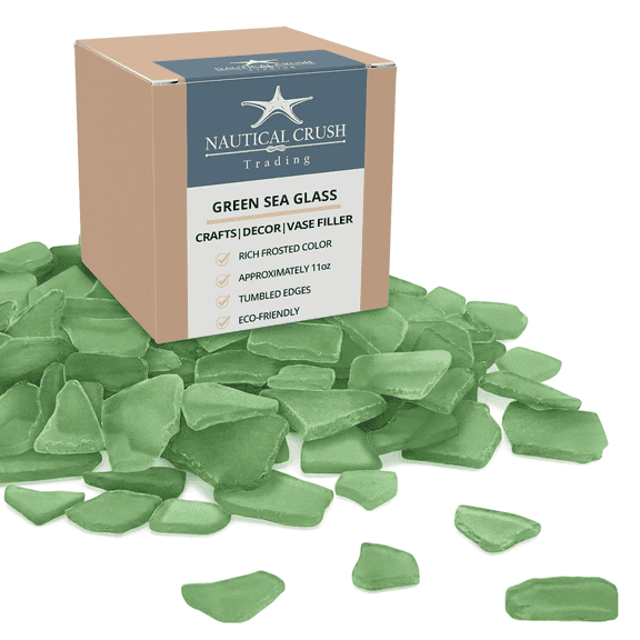 Green Sea Glass Holiday  Green 11oz Christmas Green Tumbled Sea Glass Decor Bulk Seaglass Pieces
