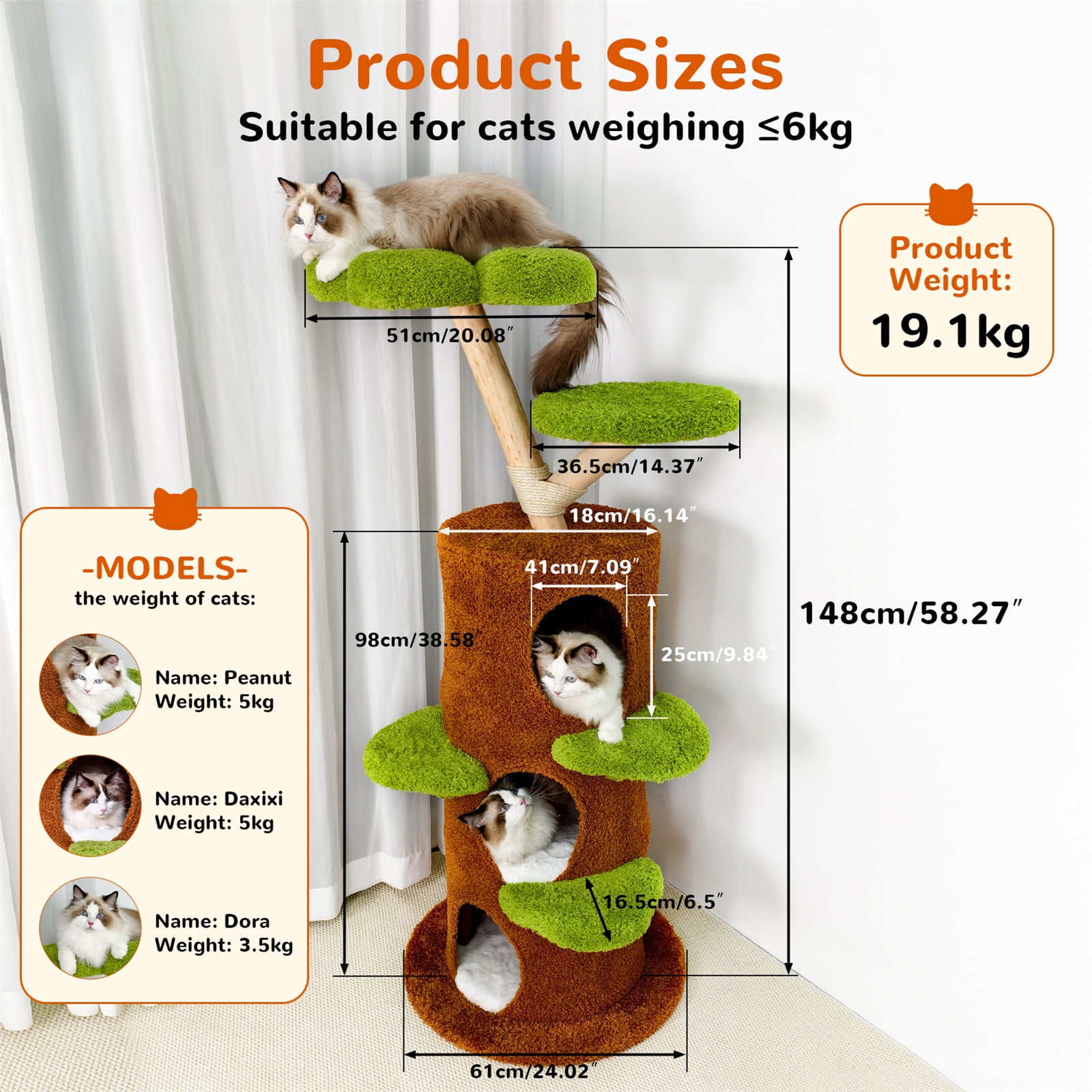 BingoPaw Indoor Cat Tree Tower Multi-Level Cat Climbing Tree Activity Center with Plush Stairs Condo