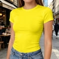thumbnail image 2 of Lumtrix Womens Short Sleeve T Shirts - Summer Slim Fit Y2k Basic Tee Casual Crew Neck Tops for Workout Yellow S, 2 of 7