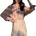 thumbnail image 2 of Joernso Women Long Sleeve Turn Down Collar Pocket Buttons Thin Anti Sun Shirt Blouse, 2 of 8