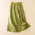 thumbnail image 2 of New Summer Arrivals SMihono Women's Summer Cotton Linen Elastic Buttoned Swing Midi A Line Skirt Button Front Casual Midi Skirt with Pockets Army Green XXL, 2 of 6