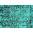 thumbnail image 1 of Ahgly Company Machine Washable Indoor Rectangle Oriental Turquoise Blue Industrial Area Rugs, 5' x 8', 1 of 4