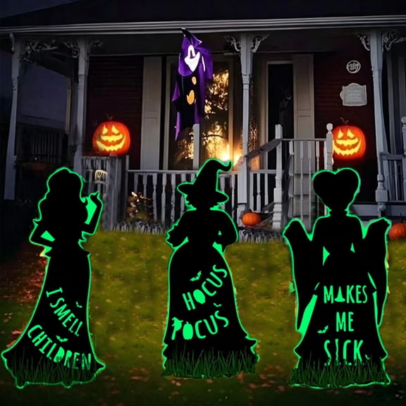 Halloween Decorations Outdoor,Glowing Hocus Pocus Witches Yard Signs with Stakes,Outside Yard Lawn Decor for Halloween Party,20.5 inches