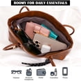 thumbnail image 6 of Spencer Women Lady Large Tote Bag Handbags PU Leather Hobo Shoulder Bags Top Handle Satchel Purse, Brown, 6 of 9