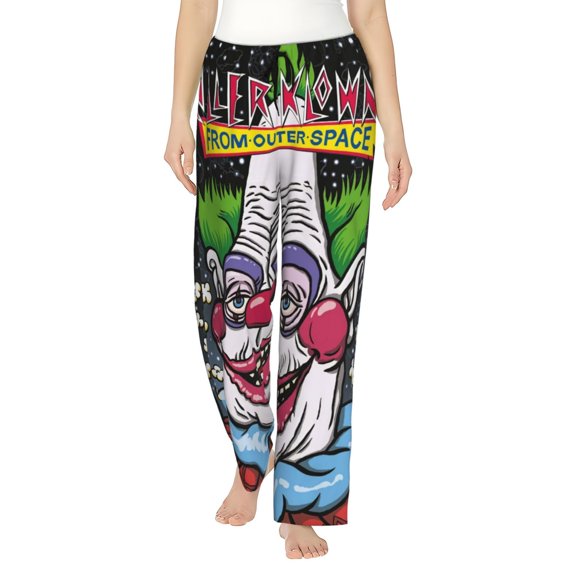 Killer Klowns From Outer Space Women's Pajama Pants, Comfy All Over Print Lounge Pants Casual Sleepwear with Pockets & Drawstring