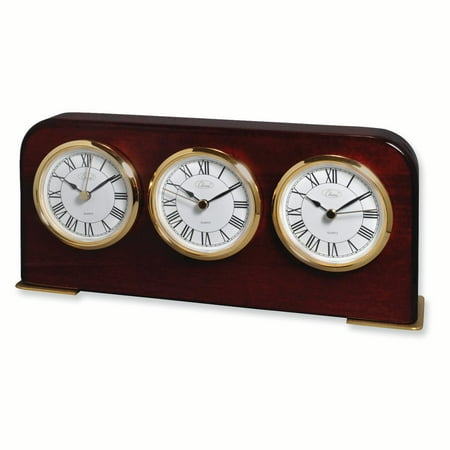 Mahogany Finish Three Time Zone Clock Desk Office Com Mahogany Finish Three Time Zone Clock