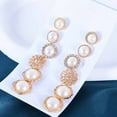 thumbnail image 3 of Meidiya 6 Pairs Stud Earrings Round Shiny Rhinestone Inlaid Electroplating All Match Decoration Gift Faux Pearl Flower Women Ear Studs Jewelry for Dating, 3 of 8