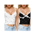 thumbnail image 4 of Yuemengxuan Women Summer Tank Tops, Cartoon Print Lace Trim V-Neck Sleeveless Slim Braces Vest, 4 of 7