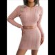 thumbnail image 2 of Conjunto de 2 Piezas de Suéter Ajustado y Minifalda para Mujer, Jersey de Punto , Suéter Corto, Top y Jersey de Larga. Rosa S, 2 of 9