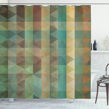 Ambesonne Sage Shower Curtain, Triangles Mosaic Retro, 69"Wx70"L, Multicolor