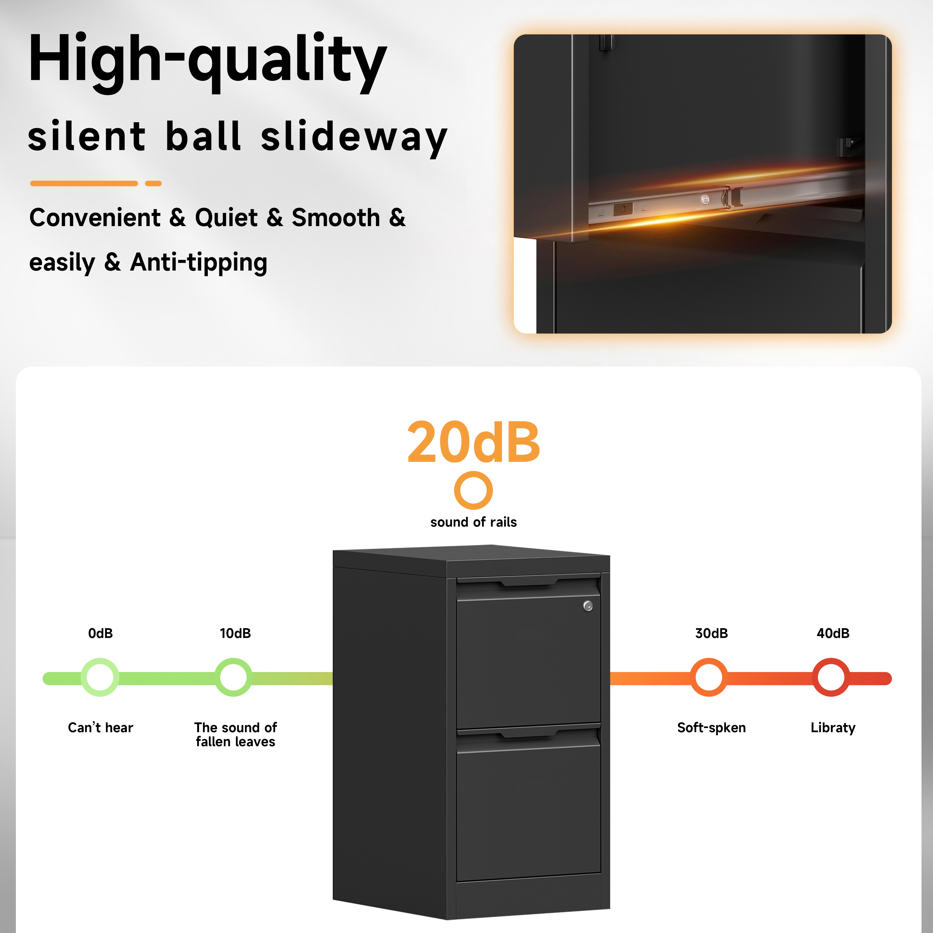Bestoo 2 Drawer Metal Vertical File Cabinet, 17.8" Deep Filing Cabinet for Home Office, Letter/Legal/A4/F4 Size, Easy Assemble (Black)