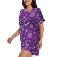 thumbnail image 2 of Fuzoiu Purple Snowflakes Print Women's Short-Sleeved Pajama Set,Lounge Sleepwear Set,Womens Pajama Sets 2 Piece,Button-Up Top and Shorts with Pockets-4X-Large, 2 of 7