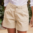 thumbnail image 5 of Cotton Linen High Waist Button Fly Baggy Business Work Summer Shorts Pockets for Women, 5 of 6