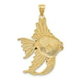 thumbnail image 4 of 14K Yellow Gold Solid Textured Polished Blue Enamel Finish ANGELFISH Charm Pendant, 4 of 4