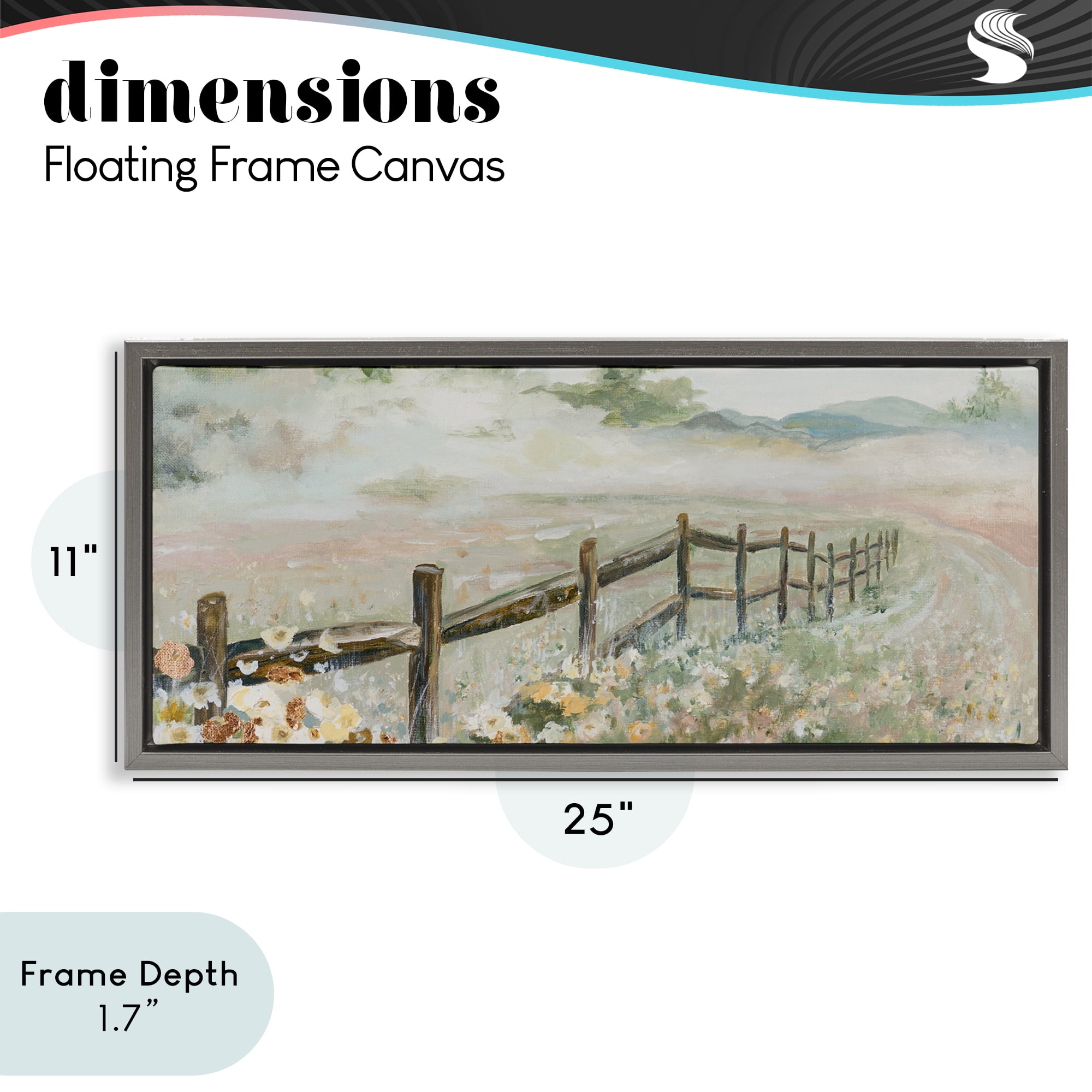 Stupell Industries Soft Fence with Flowers Gray Framed Floater Canvas Wall Art, design by Patricia Pinto