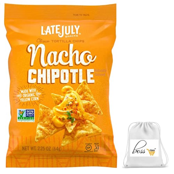 BCL Nacho Chipotle Tortilla Chips, 2.25 oz. Snack Pack, 6 Count & CUSTOM Storage Carrier
