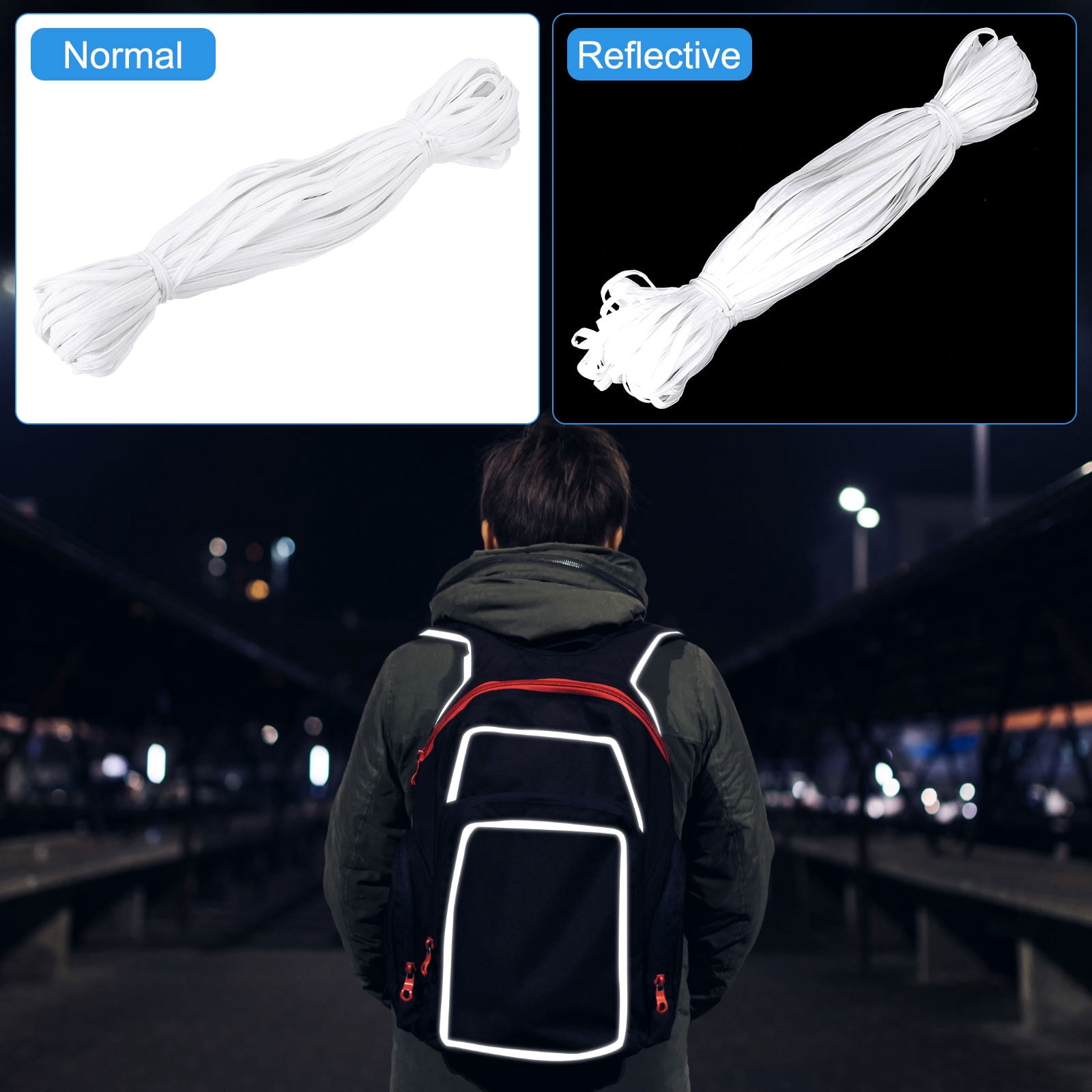 Uxcell Reflective Piping Fabric Strip Edging Braid Trim Sew on High Visibility Piping Tape for Clothing Bag White