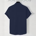 thumbnail image 4 of FAWUUDO Men's Casual Short Sleeve Button Down Collar Breathable Loose Quick Dry Solid Color Shirts Navy, 4 of 7