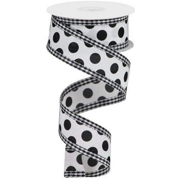 1.5" Medium Polka Dots Gingham Edge: White  Black (10 Yards)
