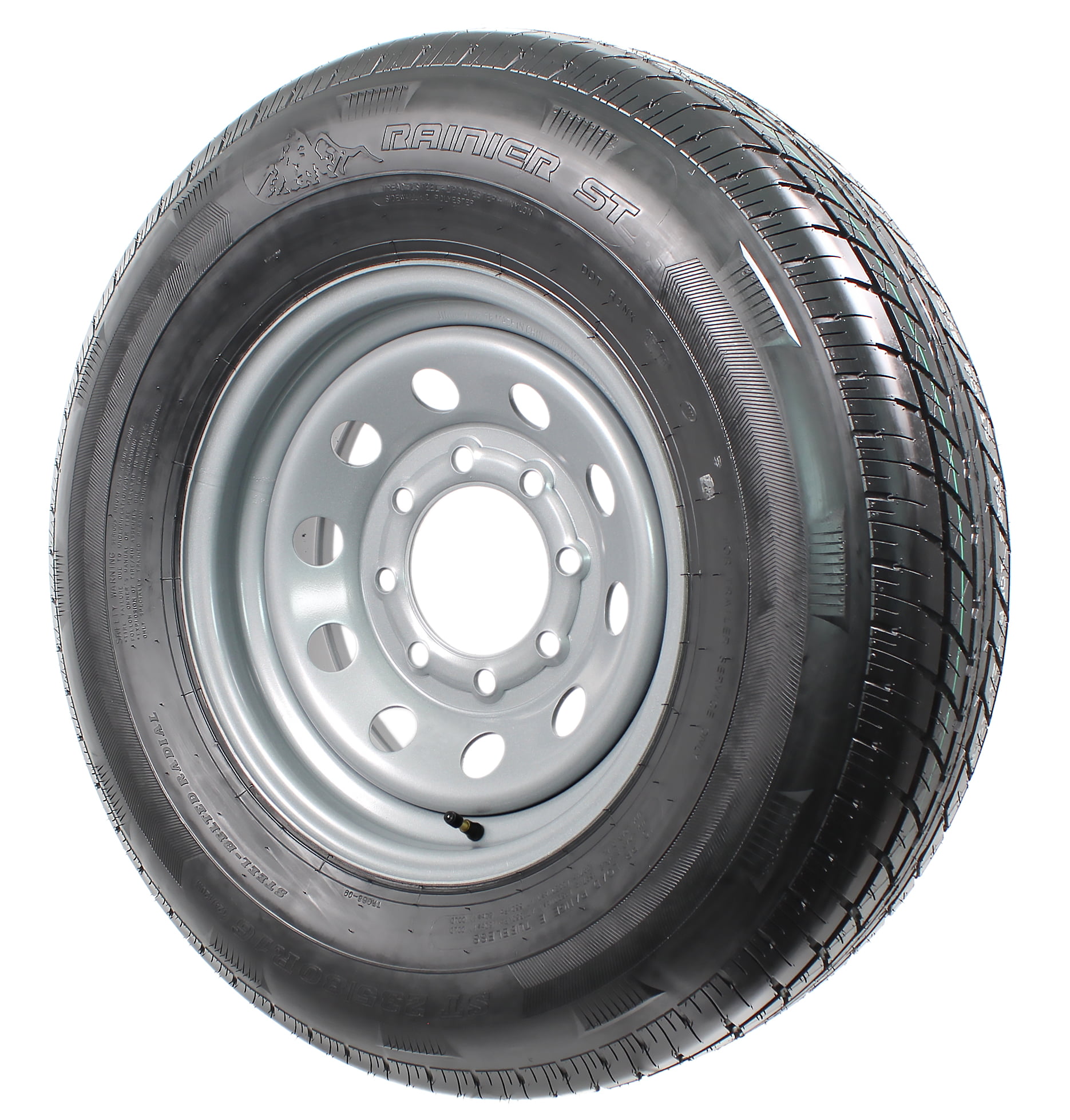8x6.5 16 Silver Mod Trailer Wheel 8 Lug with Radial ST235/80R16 12 PR Tire Mounted bolt circle 
