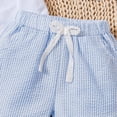 thumbnail image 5 of CAICJ98 Toddler Baby Boy First Birthday Outfit Short Sleeve Shirt Plaid Shorts Sets Summer Birthday Clothes 2Pcs (Sky Blue,2-3 Years), 5 of 7