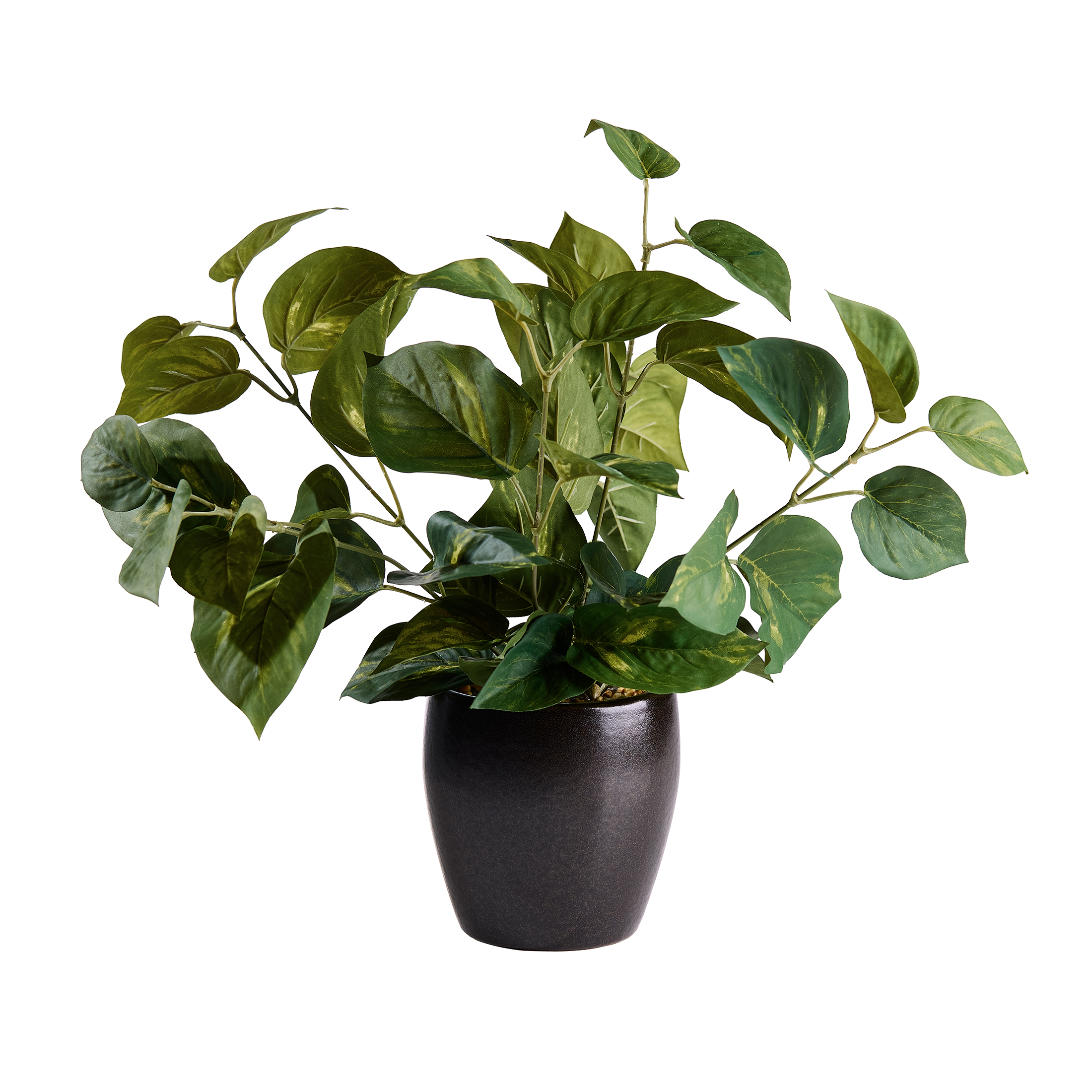 Better Homes & Gardens Artificial Dieffenbachia in Dark Brown Ceramic Planter, 12"