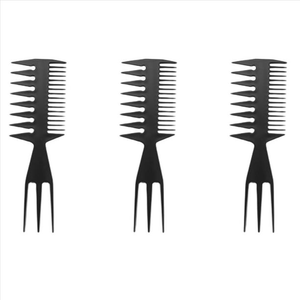 3X Herramienta de SalóN de Belleza de Peine de Pelo de Doble Cara con Peine de Dientes Anchos