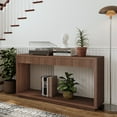 thumbnail image 6 of 60" Modern 2 Drawer Fluted Console Table with Bottom Storage,Entryway Sofa Table with Premium Real Wood Veneer MDF,Contemporary Minimalist Table for Living Room,Hallway,Easy Assembly,Walnut, 6 of 7