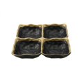 thumbnail image 1 of Classic Touch BPR528 Black Porcelain 4 Sectional Relish Dish with Gold Rim, 1 of 1