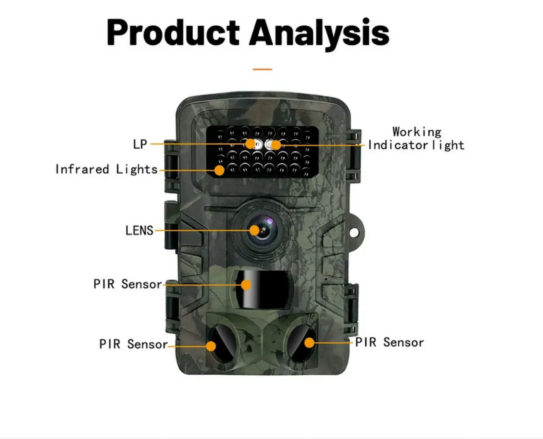 Outdoor Security Camera 16MP 1080P Wildlife Hunting Trail and Game Camera Motion Activated 2.0 Inch IP54 Waterproof with 34 Infrared Light Camera, Outdoor Infrared Night Vision Hunting Scouting Camera