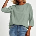 thumbnail image 4 of Neewe Cotton Linen 3/4 Length Sleeve Womens Tops Casual Crewneck Pullover Tunics Summer Comfy Blouses Fashion 2026, 4 of 6