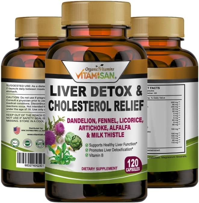 Liver Cleanse Detox Health Supplements with Milk ThistleFennelAlfalfa