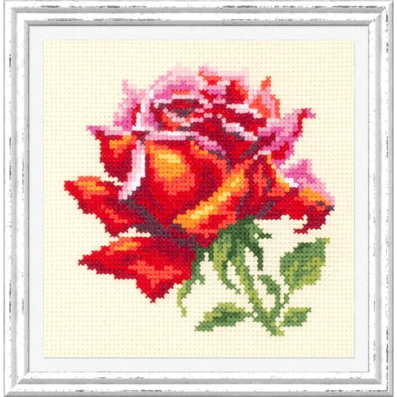 Wizardi Counted Cross-Stitch Kit Red Rose 150-003 Magic Needle