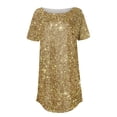 thumbnail image 4 of Womens Tops Casual Womens Tops Fashion Short Sleeve Crew Neck Sequin Loose Fit Pullover Shirts Tops 2024 Womens Tops(Gold,S), 4 of 5