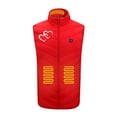 thumbnail image 4 of Lilgiuy Unisex Heated Vest Heart Print Sleeveless Warm Jacket Solid Color Winter Windproof Waterproof Coat with USB Heating Vest for Men and Women, 4 of 5
