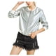 thumbnail image 5 of CHAQUETA BOMBER CORTA METÁLICA CON CREMALLERA Y CUELLO ALTO PARA MUJERES CHIC CASUAL 3XL PLATA CLARA, 5 of 8