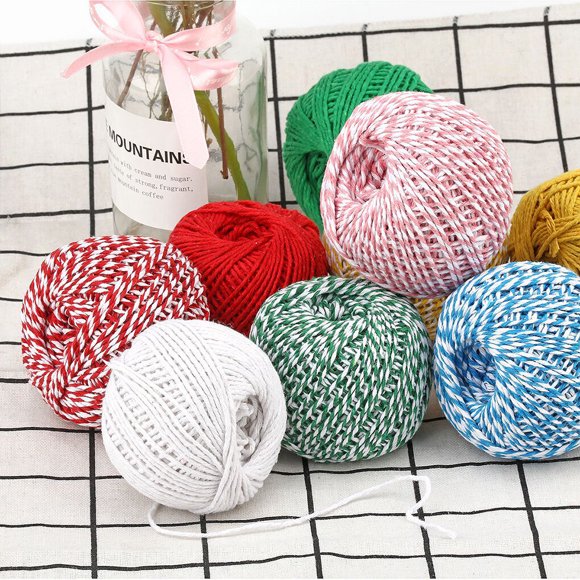 Chaussettes en Fil de Coton Tissé Vêtements Chapeaux Accessoire d'Entraînement Souple au Toucher Corde Roulée Multicolore 100 Mètres pour Débutants DIY Cordes Vert