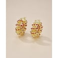 thumbnail image 5 of SNGIA 18K Gold Plated Chunky Twisted Open Hoop Earrings for Women with Ruby Accent, 5 of 5
