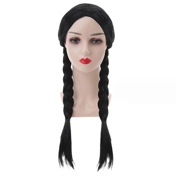 Halloween Double Ponytail Braided Wig for Women, Lolita Cosplay Costume Party Hair