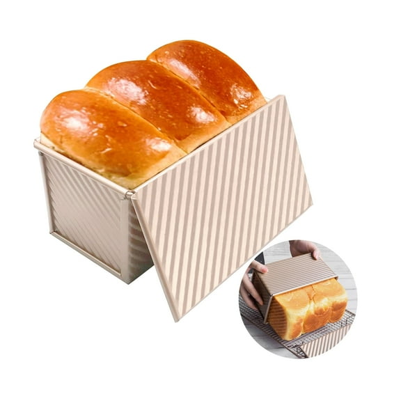 Bread Tins with Cover for Baking Pullman Loaf Tin 1bl with Slidable Lid Bread Mold Toast Corrugated Loaf Pan Bread Box Non-Stick Bake Ware Aluminum Alloy for Oven Baking
