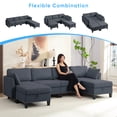 thumbnail image 4 of Puremind Canapé Sectionnel Modulaire 6 Pcs avec Ottoman Mobile, Canapé Sectionnel en Forme de U/L avec Rangement, Canapé-Lit Convertible pour Salon/appartement, Gris Foncé, 4 of 6