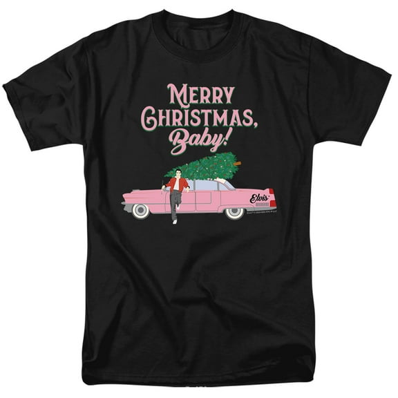Elvis Merry Christmas Baby Unisex Adult T Shirt, Black, Large