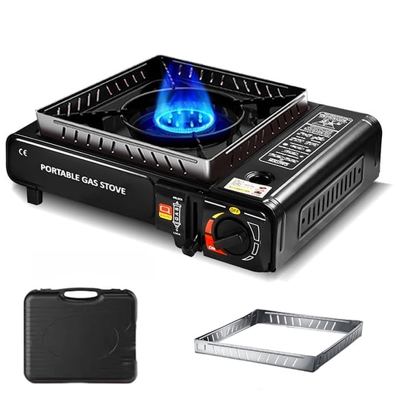 3500W Butane Camping Stove with Carrying Case & Windscreen, Portable Gas Stove, 15000 BTU High Power, for Outdoor Cooking, Picnics, Backpacking, Tailgating
