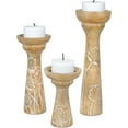 thumbnail image 2 of Mela Artisans Lotus Vine Candle Holders for Pillar Candles Set of 3, Mango Wood Candle Holder Set, Whitewash, 6" x 9" x 12", 2 of 8