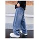 thumbnail image 4 of WILLBEST Pantalones Mujer Pantalones Vaqueros Con Cintura Elástica Para Niños, Pantalones Vaqueros de Pierna Recta Para Niños, Pantalones Cargo Holgados Casuales Para Uso Diario En Primavera y Otoño., 4 of 7
