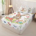 thumbnail image 2 of Homewish Happy Easter Eggs Kids Zipper Twin Comforter Sets with Fitted Sheet and 2 Pillowcases,Cute Rabbit Colorful Butterflies Kawaii Flowers Zipper Bedding Set,Reversible,4-Piece, 2 of 7